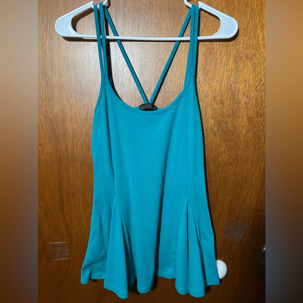 Doubleju size L green peplum top